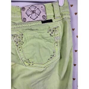 Size 32, Miss Me Embellished Capri Jeans light green.